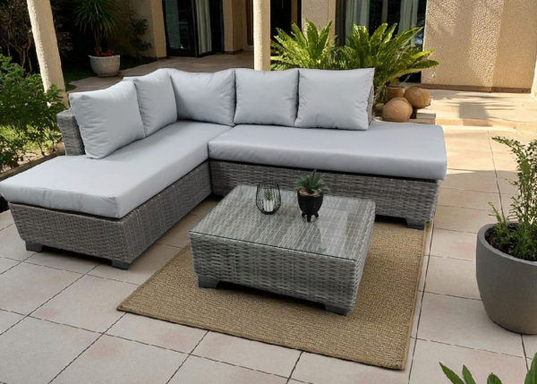 Snow Grey 3-Piece L Shape Patio Set