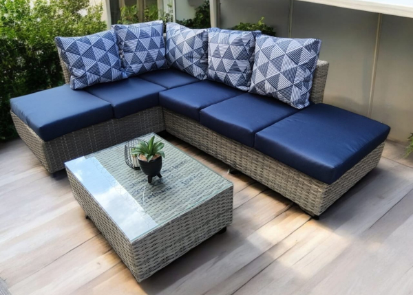 Pyramids Navy 3 piece patio couch set