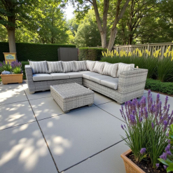 Grey Fine line 3 Piece L Shape Patio Set