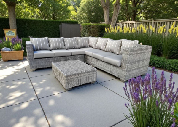 Grey Fine line 3 Piece L Shape Patio Set