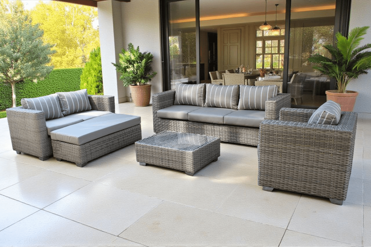 Grey Fine Line 5-Piece Patio Set