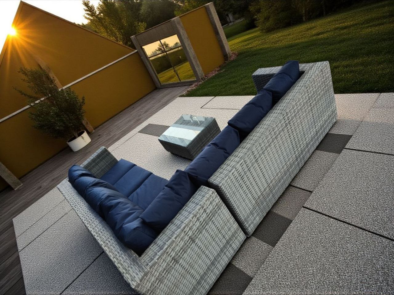 Ocean Blue 3-Piece L Shape Patio Set - Image 3