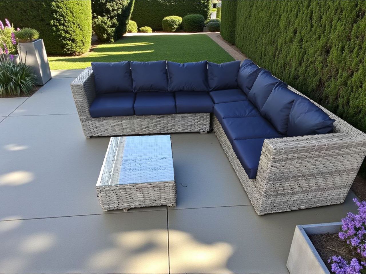 Ocean Blue 3-Piece L Shape Patio Set